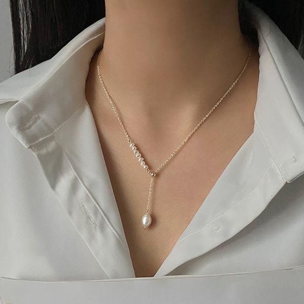 

luxury niche baroque pearl necklace female natural freshwater jewelry, Silver
