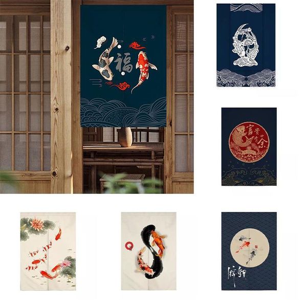 

koi carp pattern bedroom door curtain half panel kitchen living room partition home decoration & drapes