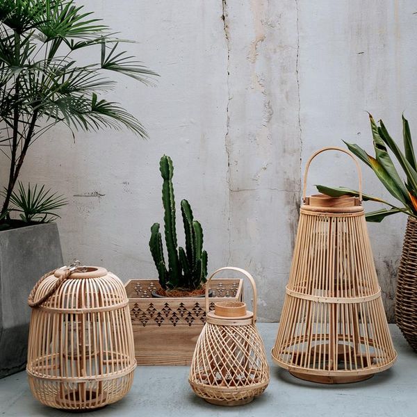 

candle holders bamboo holder lantern hanging wedding table centerpieces modern creative vintage minimalist nordic portavelas home decor