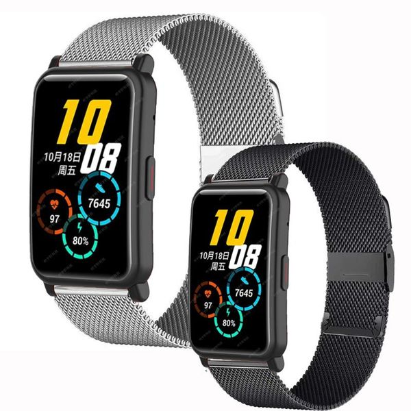 

watch bands 20mm metal strap smartwatch replacement part sport wrist band watchband for huawei honor es smart wristband accessories, Black;brown