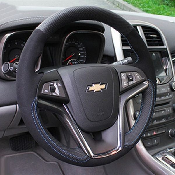 

for chevrolet 2010-2012 cruze aveo malibu diy custom leather hand stitched steering wheel cover