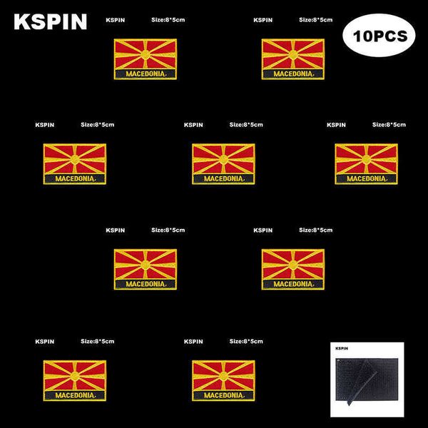 

rectangle national flag patch hook loop macedonia badges armband 3d stick on jacket backpack stickers, Gray