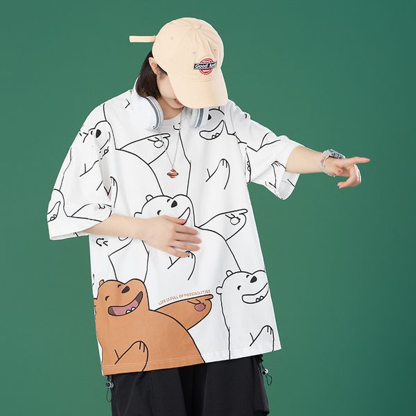 

t shirt neutral 2021 summer cartoon bear short sleeve, White