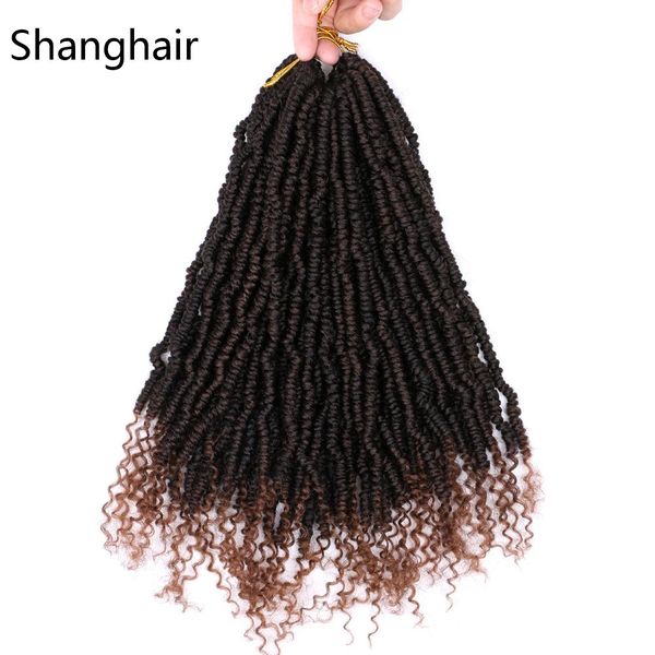 

shanghair 14 inch bomb twist hair crochet braids curly end passion hair extension for black women