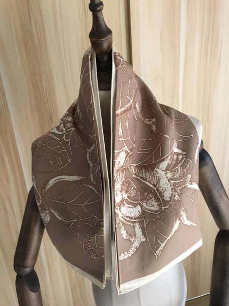 

scarves 2021 arrival fashion elegant brand classic flower 100% silk scarf 90*90 cm square shawl twill wrap for women lady girl, Blue;gray