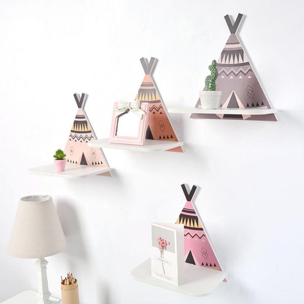 

1pc nordic style creative wooden tent wall shelf wood hanging clapboard storage rack home living room background decoration other decor