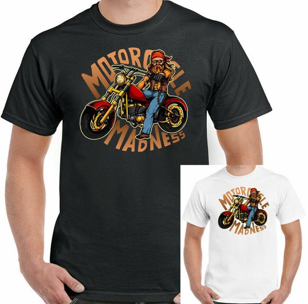 

moto madness man funny t-shirt biker cafe racer enthusiast, White;black