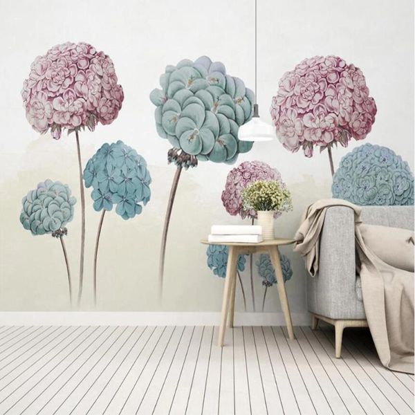 

wallpapers milofi custom large wallpaper mural 3d retro nostalgic hand painted hydrangea flower background