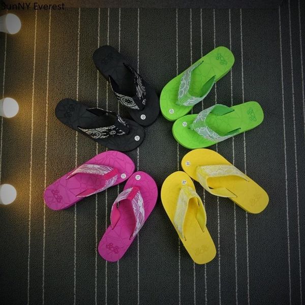 

summer leisure style lace cloth fashion flip flops women's thick-soled flip-flops beach high-heeled slippers women shoes, Black