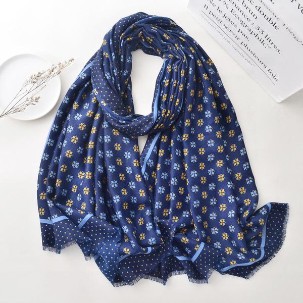 

scarves royalmaybe travel decoration long gauze scarf retro ethnic navy blue printed cotton shawl women, Blue;gray