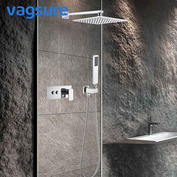 

2/3 way concealed brass chrome shower bath faucet set rainfall in wall tap mixer system swivel sprout for bathroom sets
