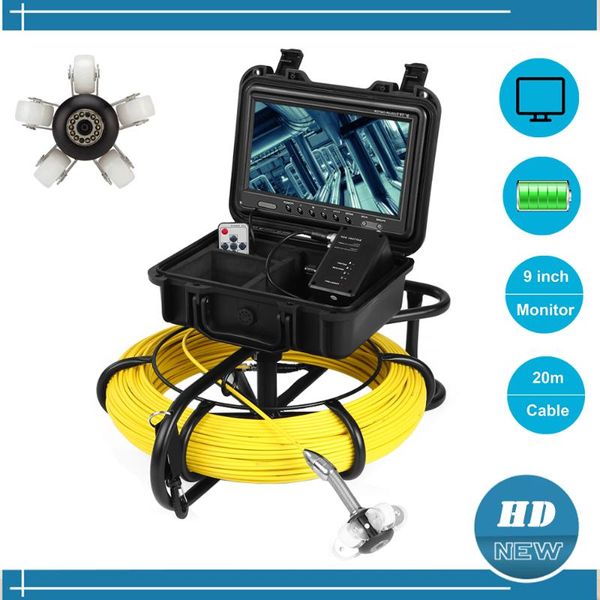 

pipe industrial video endoscope 23mm hd borescope 9'' lcd sewer inspection snake pipeline camera with 12pcs led ip cameras