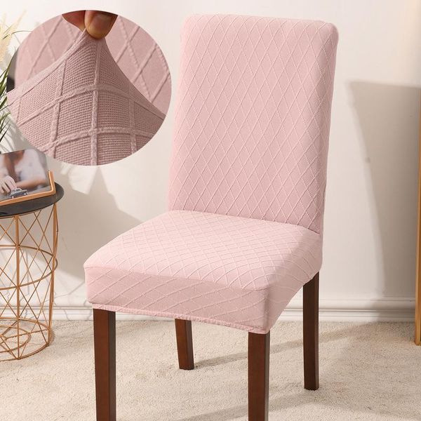 

chair covers elastic jacquard cover for el office banquet home dining knitted seat solid color stretch case