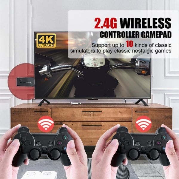 

portable game players est video consoles 4k 2.4g wireless 10000 games 64gb retro classic gaming gamepads tv family controller for ps1/ /md