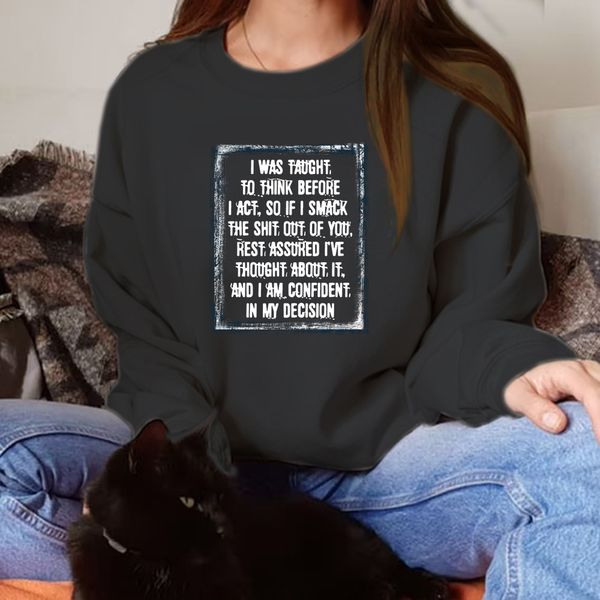 

autumn round neck letter printing casual loose long sleeve women's sweater, Black