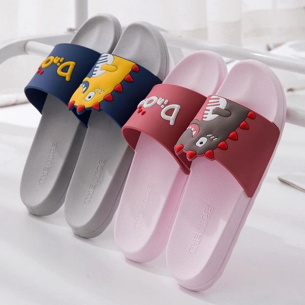 

slippers summer slides women cartoon dinosaur thick bottom beach bathroom slide sandals men couple girls boys shoes, Black