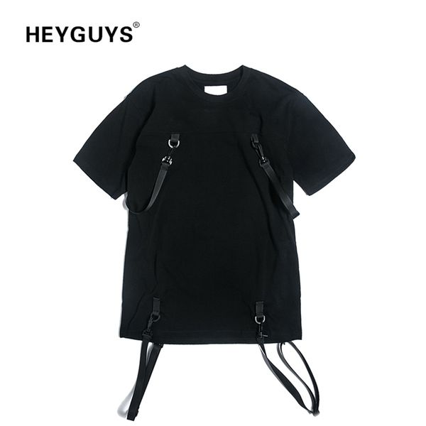 

heyguys pure color t shirts men with belt hip hop street wear cool t-shirts man cotton oversize fashion 210409, White;black