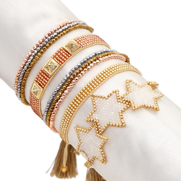 

miyuki star bracelets for women hematite beaded pulseras handmade jewellery rivet jewelry 2021 trendy bracelet femme charm, Golden;silver