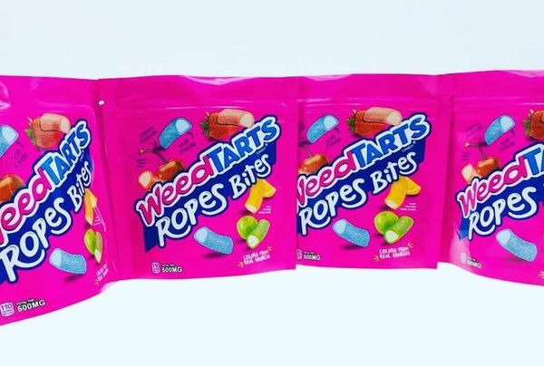 

weedtarts ropes bites gummies empty mylar packaging bags 420 cherry sweetarts apple orange chewy