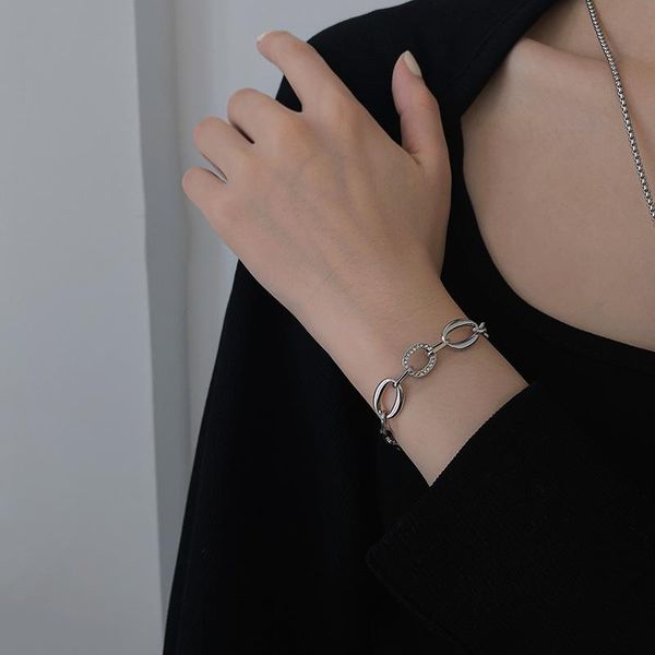

charm bracelets minar fashion shiny rhinestone link chains bracelet for women gold color hollow chunky linked minimalist accessories, Golden;silver