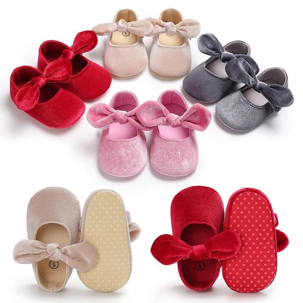 

infant toddler first walker shoes flock baby girls soft sole mary jane party 2021 born bow crib walkers