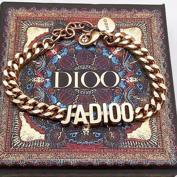 

special offer designer jewelry brass fashion simple thick chain letter bracelet orab, Silver