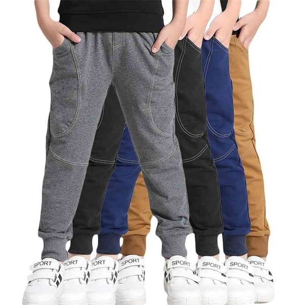 

spring teenage boys pants cotton pockets kids sports for solid summer 6 8 10 12 year clothes 210528, Blue