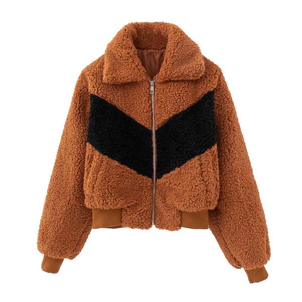 

fashion women grain cashmere jacket streetwear lady turn down collar outerwear causal female girls chic sets 210430, Black