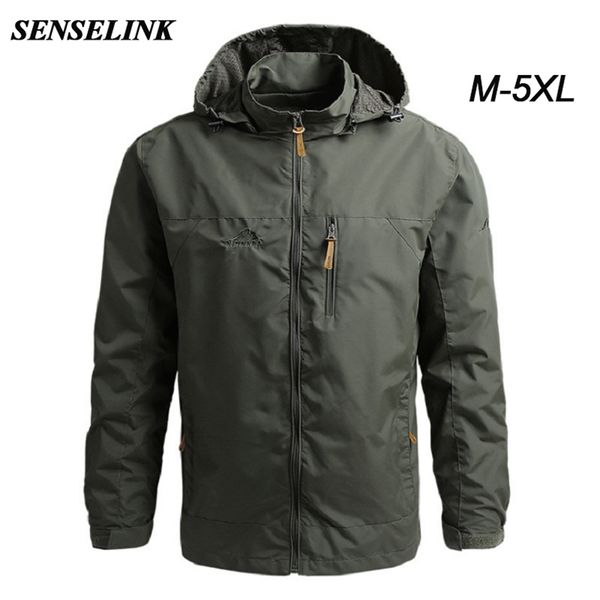 

men outdoor soft shell army green jacket casual loose windproof waterproof sports autumn winter plus size 211217, Black;brown