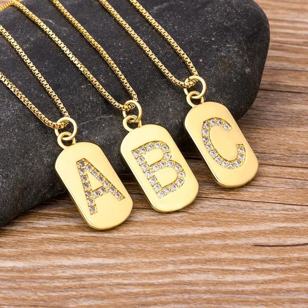 

chains 2021 design luxury initial a-z 26 letters necklace charm copper zircon pendant choker family name jewelry wedding gift, Silver