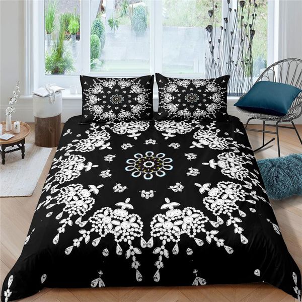

bedding sets luxury 3d bohemian mandala print 2/3pcs comfortable kids duvet cover pillowcase home textile single//king size