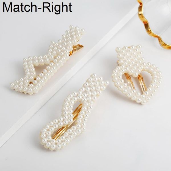 

hair clips & barrettes match-right pearl clip pins styling ornaments crab hairpin for bride wedding heart accessories barrette tiara sp718, Golden;silver