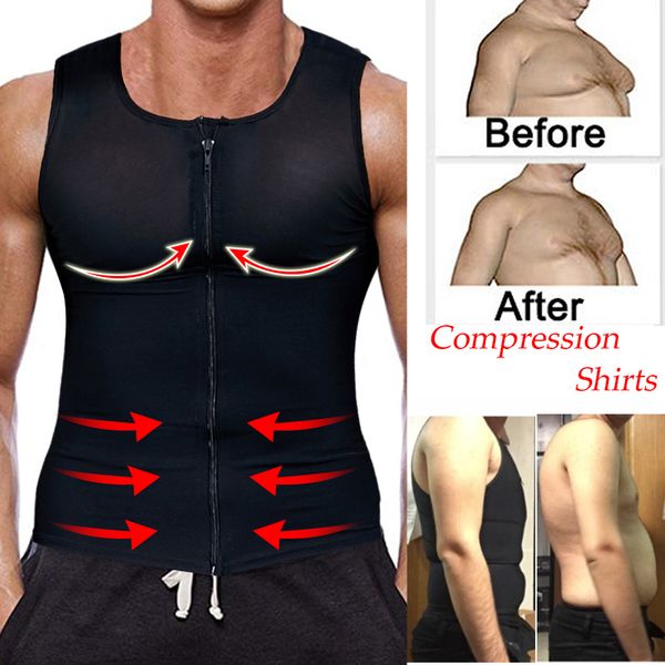 

mens slimming body shaper waist trainer corset vest chest compression shirt abs abdomen slimming tank undershirt shapewear