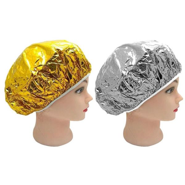 

shower cap heat insulation aluminum foil hat elastic bathing for women hair salon bathroom caps