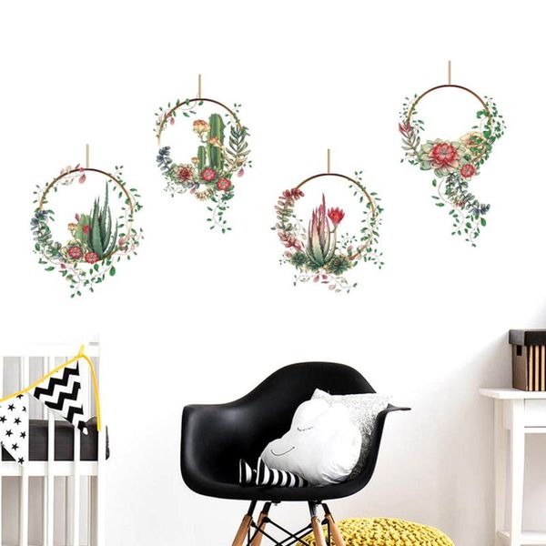 

wall stickers green plant sticker diy peony rose flowers beach tropical palm leaves modern art decal mural
