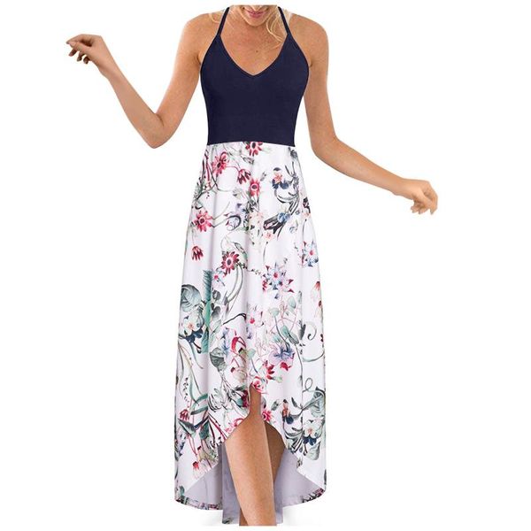 

casual dresses print dress women's spaghetti strap v-neck sleeveless open back summer beach holiday long 2021 vestidos, Black;gray