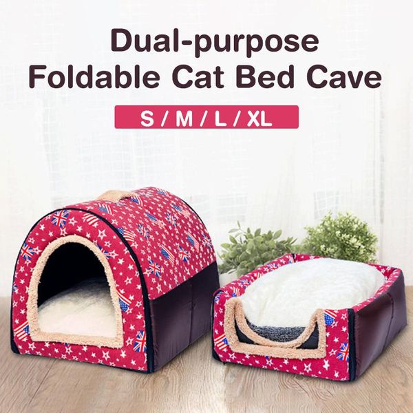 

cat beds & furniture foldable cave pet house products bed warm comfy kitten hut shelter