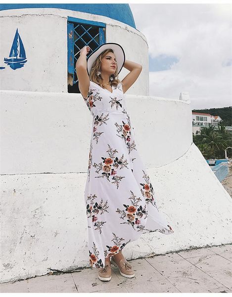 

casual dresses v neck irregular beach vacation designer famale clothing ladies printed chiffon split fashion short sleeve 7x6h, Black;gray