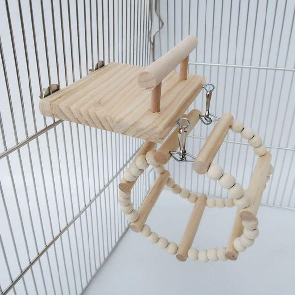 

small animal supplies wooden bird perches cage toys hamster play gym stand with wood swing rattan ball w3ja