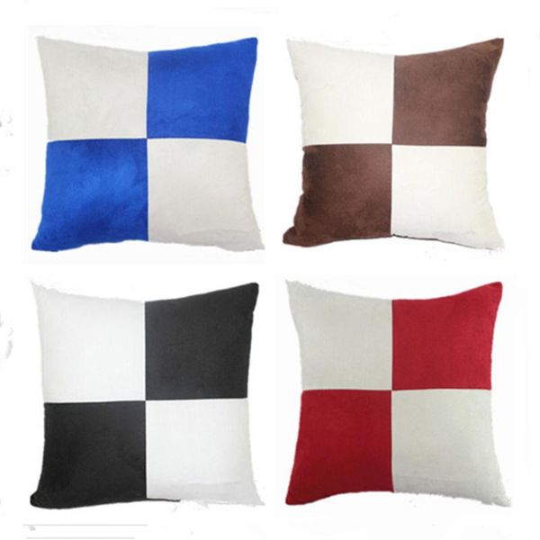 

pillow case geometric throw plaid protector linen square cushion 18" cover vintage