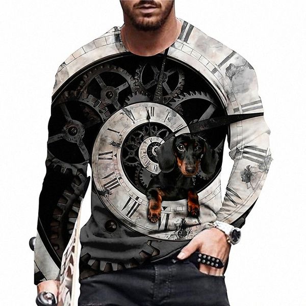 

men's t shirt 3d print dog graphic prints crew neck daily holiday print long sleeve casual designer big and tall black h4i8#, White;black
