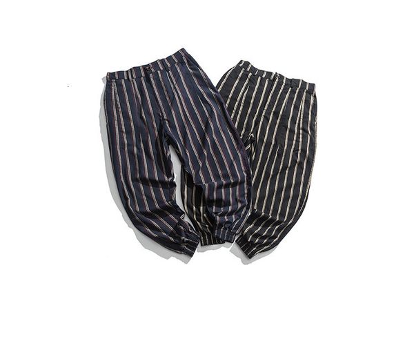 

mens casual striped pants spring summer full length fashion pants male loose striped print pants m-xxl, Black