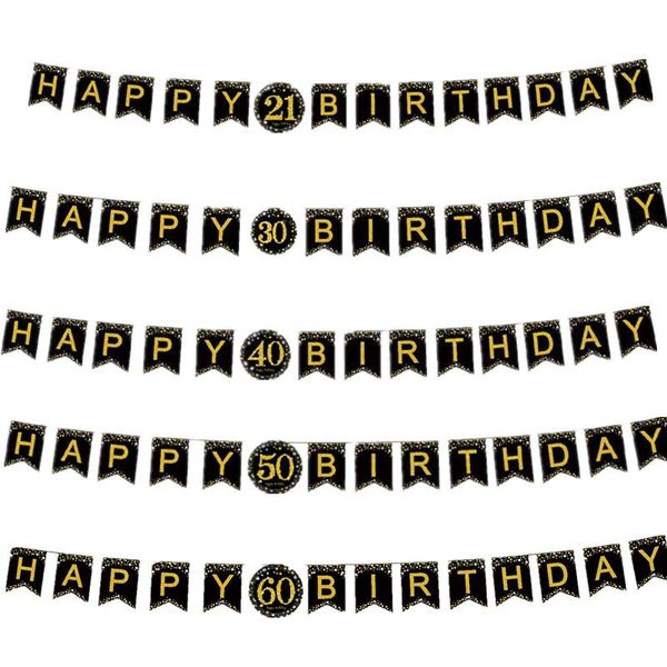 

party decoration 30/40/50/60 th years birthday decor gold glitter paper banner garland confetti balloon supplies
