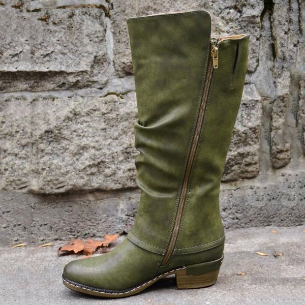 

women cavalier retro pu boots female round toe mid-calf sweet princess party boot stylish flat flock shoes snow, Black