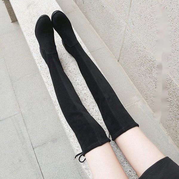

boots women elastic thin women's winter black high knee