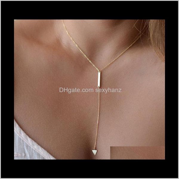 

simple metal strip with geometric triangle tassel necklace golden short pendant necklaces collarbone choker twist chain women 8tmll vibg7, Silver
