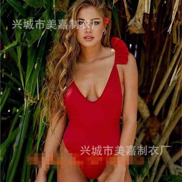 

bikini solid color ruffle open back t-shaped one piece swimsuit, White;black