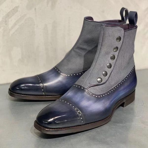

boots wee shoes flat heel boots-women round toe rock mid calf low rubber rome button flock basic cotton fabric, Black