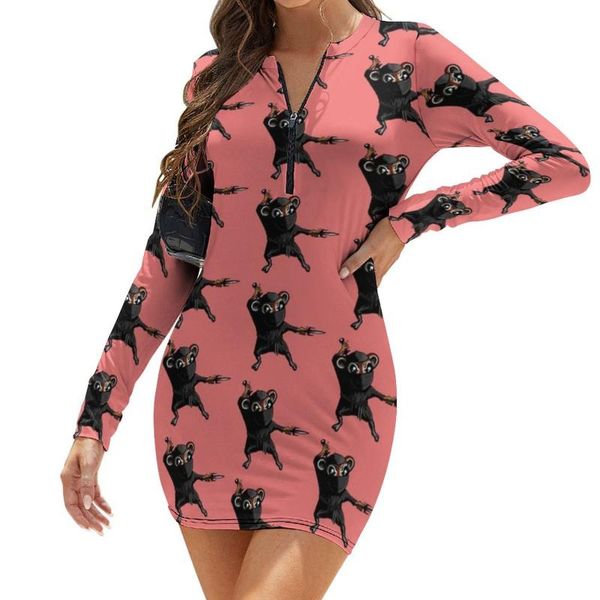 

casual dresses hamster dress long sleeve fitted polyester bodycon girls pattern summer sale one-piece, Black;gray