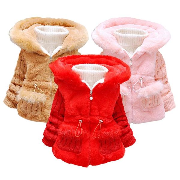 

jackets 1 2 3 4 years old winter girls jacket plush wool splicing plus velvet thickening keep warm slim outerwear kids windbreaker coat, Blue;gray